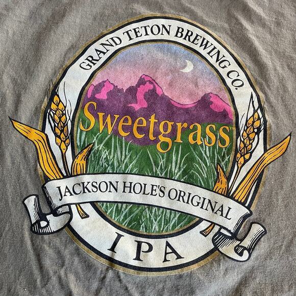 Grand Teton Brewing Co Sweetgrass Jackson Hole's IPA Shirt Large Tan Long Sleeve - Picture 6 of 9